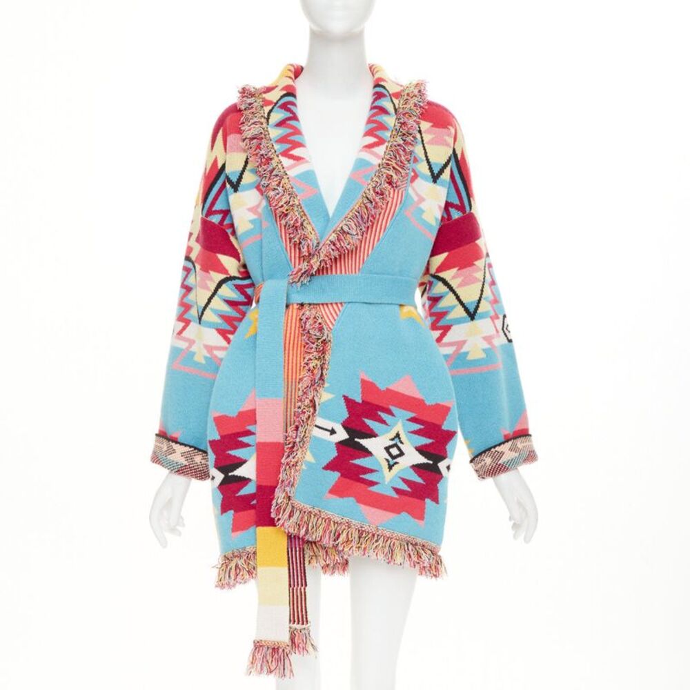 Alanui geometric Southwestern native jacquard cardigan coat